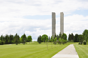 the 120-foot concrete Peace Tower in the distance